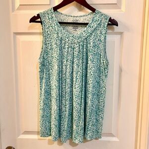 Croft & Barrow Teal Patterned Sleeveless Blouse